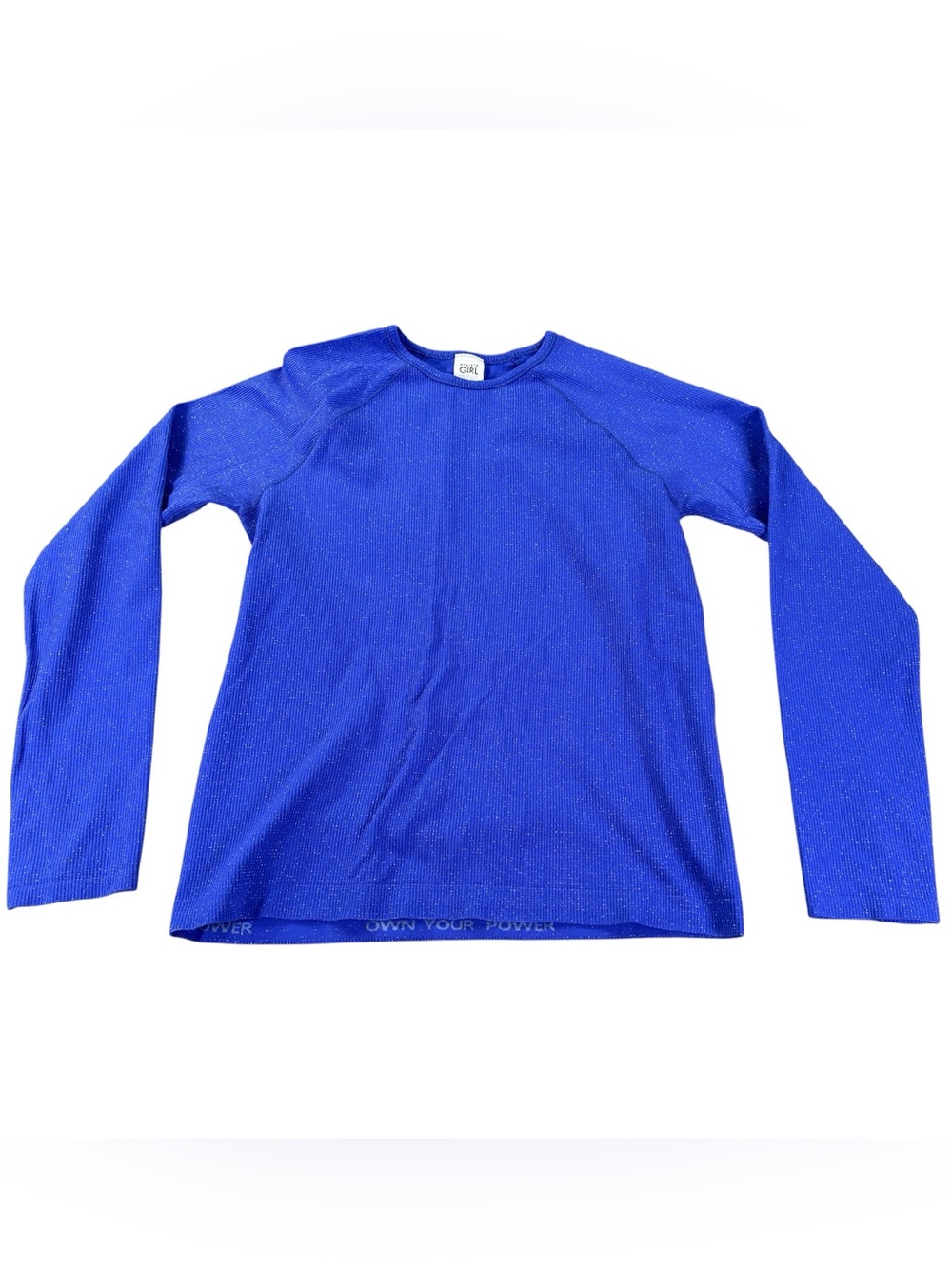 Athleta Girl Own Your Power Shimmer Performance Top Girls XXL 16 Cobalt Blue